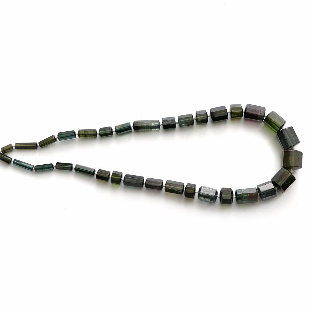 Tourmaline Faceted Cylinder Beads, 4.5x8.5mm To 12.5x14.5mm , Tourmaline Tube Strand, 17 Inches Full Strand, Price Per Strand - National Facets, Gemstone Manufacturer, Natural Gemstones, Gemstone Beads, Gemstone Carvings