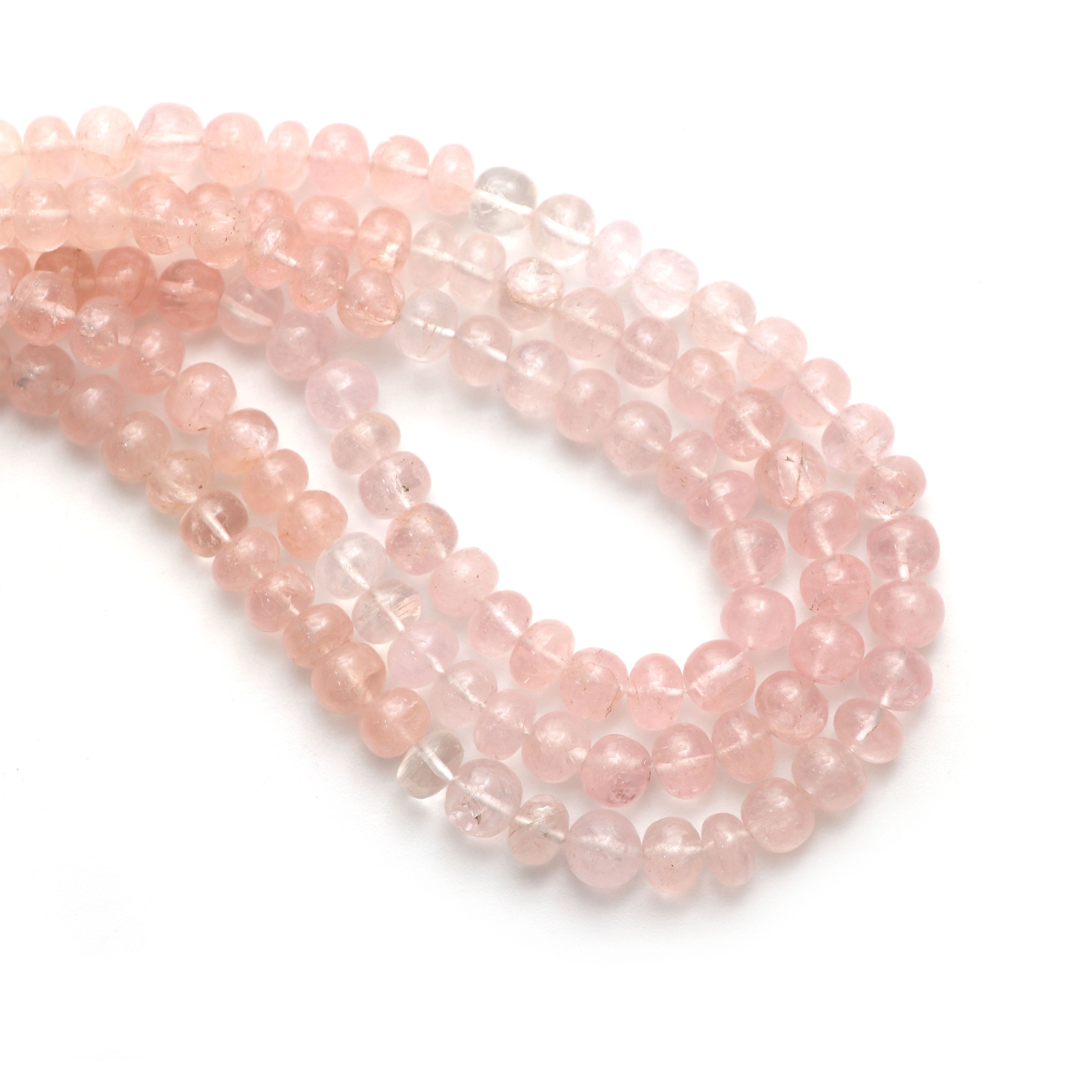 1 Strand Morganite Faceted Rondelle Shape Gemstone Beads, Gemstone