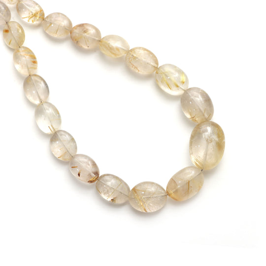 Golden Rutile Smooth Tumble Beads, 5.5x6.5 mm to 15x20.5 mm, Golden Rutile Jewelry Making Beads, 20 Inches Full Strand, Price Per Strand