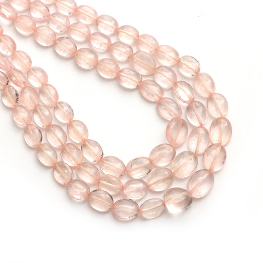 Morganite Smooth Oval Beads, 4.5x5.5 mm to 7.5x10 mm , Morganite Jewelry Making Beads, 18 Inches Full Strand, Price Per Strand