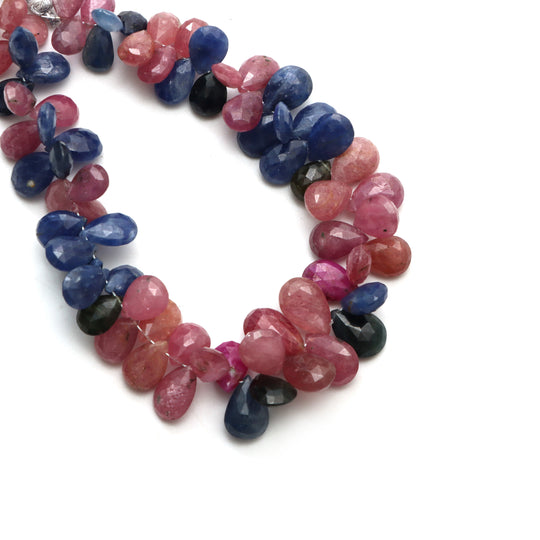 7x10.5 mm To 9x13 mm Multi Sapphire Faceted Pear Shape Beads