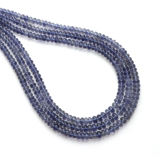 Iolite Smooth Rondelle Beads, 3 mm to 4.5 mm, Iolite Jewelry Making Beads, 16 Inches Full Strand, Price Per Strand