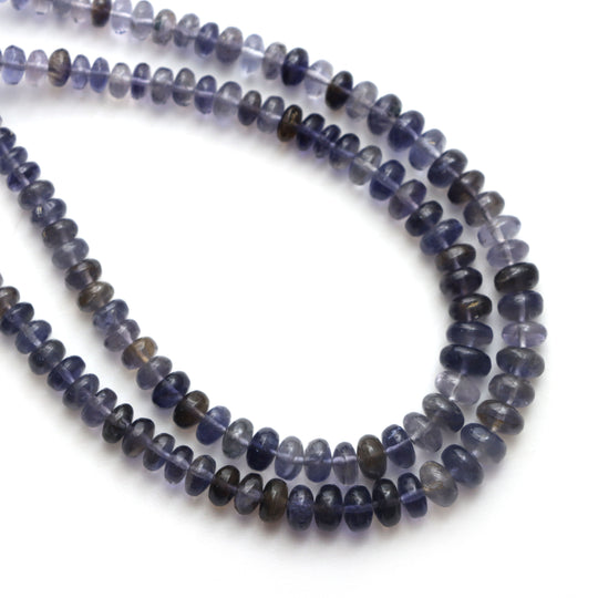 Iolite Smooth Rondelle Beads, 3.5 mm to 6.5 mm , Iolite Jewelry Making Beads, 8 Inches Full Strand, Price Per Strand