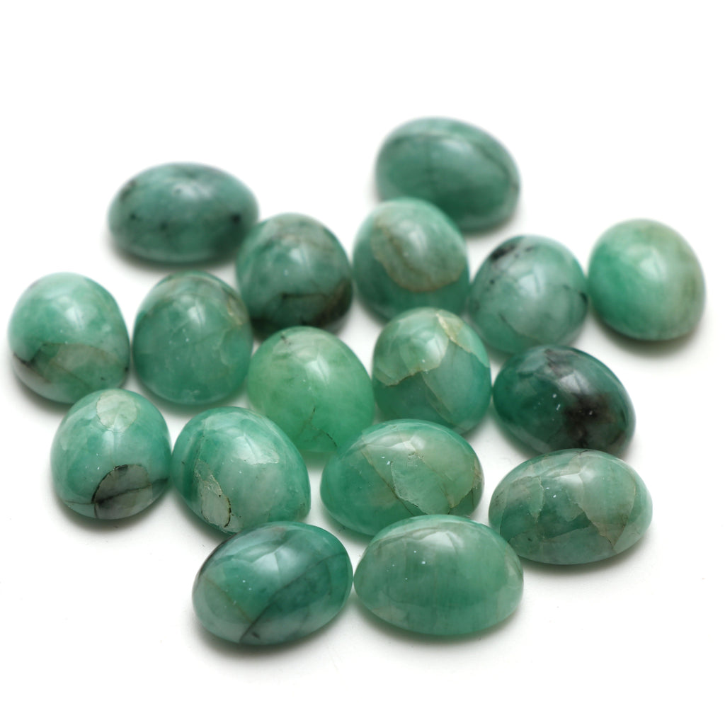 Natural Emerald Cabochon Oval , Loose Gemstone, 12x16mm, Emerald Smooth Gemstone, Set Of 17 Pcs - National Facets, Gemstone Manufacturer, Natural Gemstones, Gemstone Beads