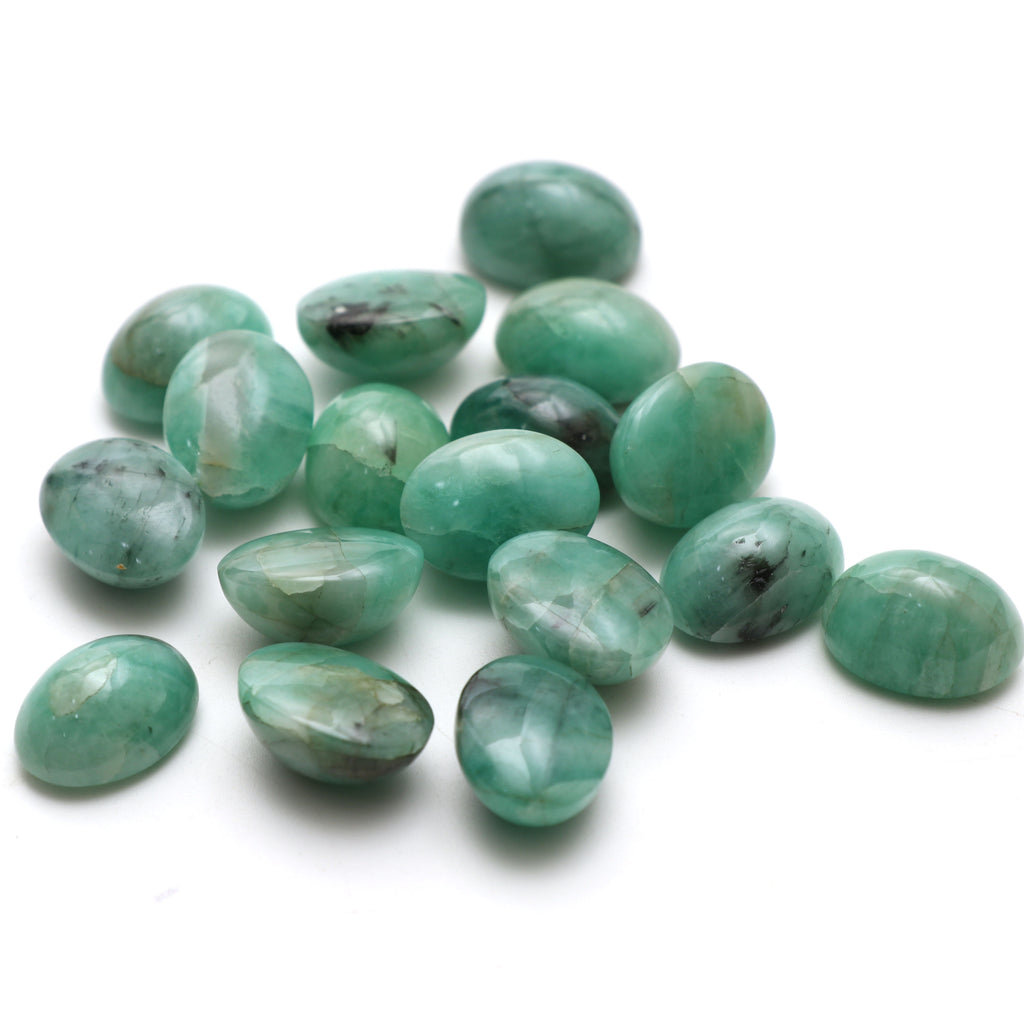 Natural Emerald Cabochon Oval , Loose Gemstone, 12x16mm, Emerald Smooth Gemstone, Set Of 17 Pcs - National Facets, Gemstone Manufacturer, Natural Gemstones, Gemstone Beads