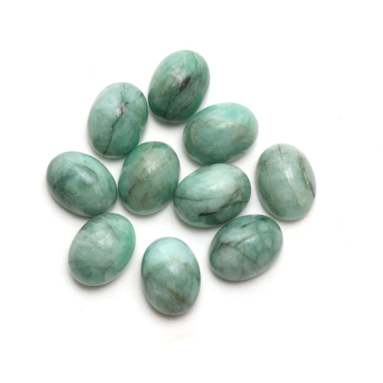Natural Emerald Cabochon Oval , 12x16mm, Emerald Jewelry Making Gemstone, Set Of 10 Pcs