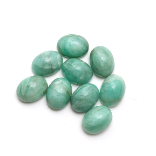 Natural Emerald Cabochon Oval Loose Gemstone, 12x16mm, Emerald Jewelry Making Gemstone, Set Of 9 Pcs