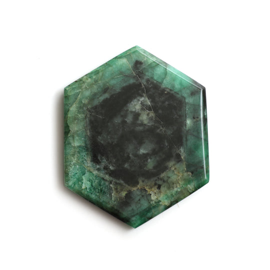 Natural Emerald Both Side Flat Hexagon, 57x72mm, Emerald Jewelry Making Gemstone, Price Per Piece