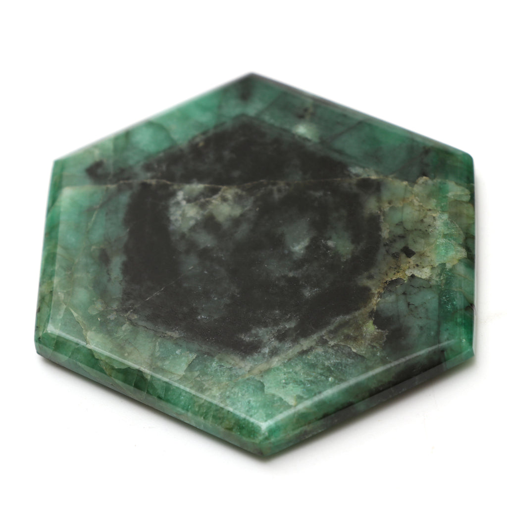 Natural Emerald Both Side Flat Hexagon, Loose Gemstone, 57x72mm, Emerald Smooth Gemstone, Price Per Pieces - National Facets, Gemstone Manufacturer, Natural Gemstones, Gemstone Beads