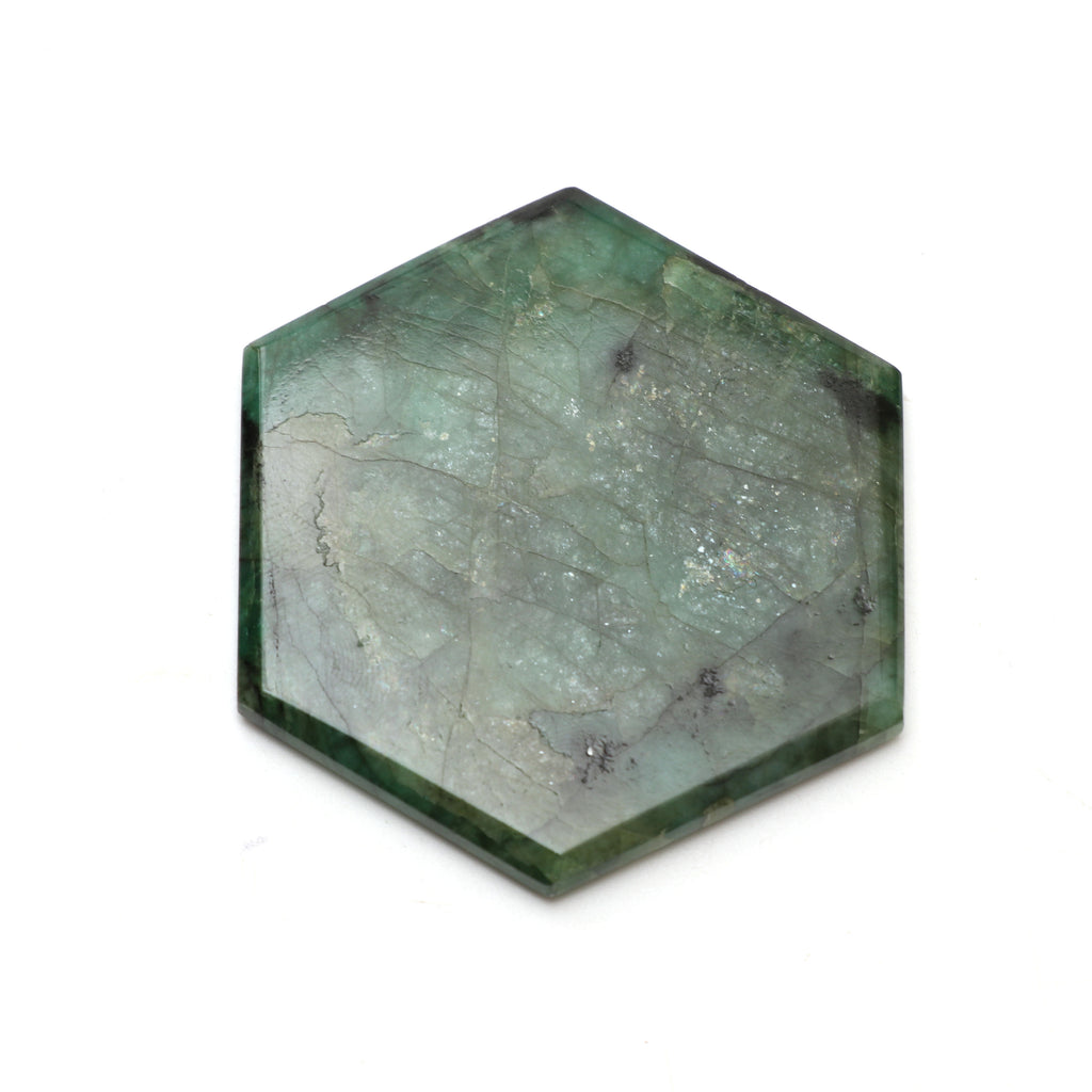 Natural Emerald Both Side Flat Hexagon, Loose Gemstone, 55x63mm, Emerald Smooth Gemstone Price Per Pieces - National Facets, Gemstone Manufacturer, Natural Gemstones, Gemstone Beads