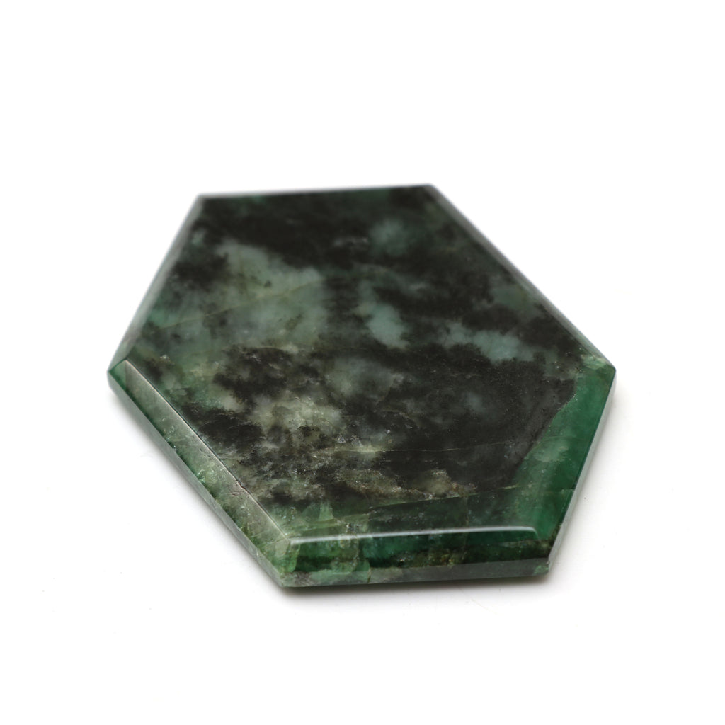 Natural Emerald Both Side Flat Hexagon, Loose Gemstone, 41x59mm, Emerald Smooth Gemstone, Price Per Pieces - National Facets, Gemstone Manufacturer, Natural Gemstones, Gemstone Beads