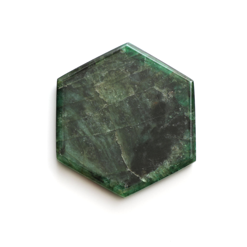 Natural Emerald Both Side Flat Hexagon, Loose Gemstone, 62x54mm, Emerald Smooth Gemstone, Price Per Pieces - National Facets, Gemstone Manufacturer, Natural Gemstones, Gemstone Beads