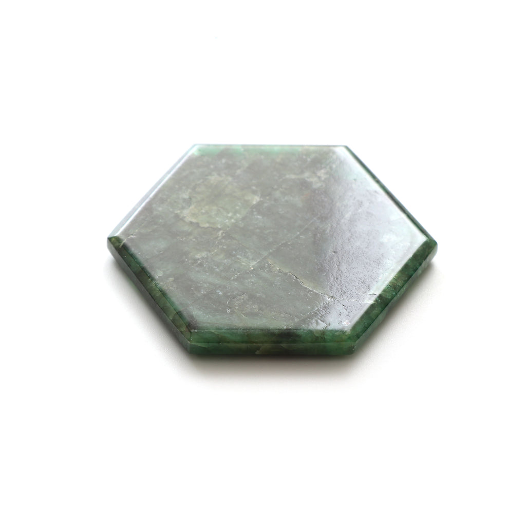Natural Emerald Both Side Flat Hexagon, Loose Gemstone, 62x54mm, Emerald Smooth Gemstone, Price Per Pieces - National Facets, Gemstone Manufacturer, Natural Gemstones, Gemstone Beads