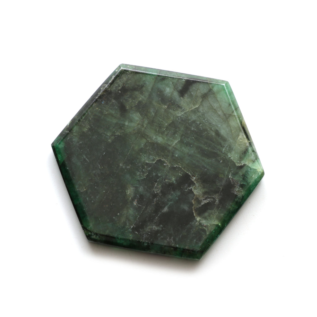Natural Emerald Both Side Flat Hexagon, Loose Gemstone, 62x54mm, Emerald Smooth Gemstone, Price Per Pieces - National Facets, Gemstone Manufacturer, Natural Gemstones, Gemstone Beads