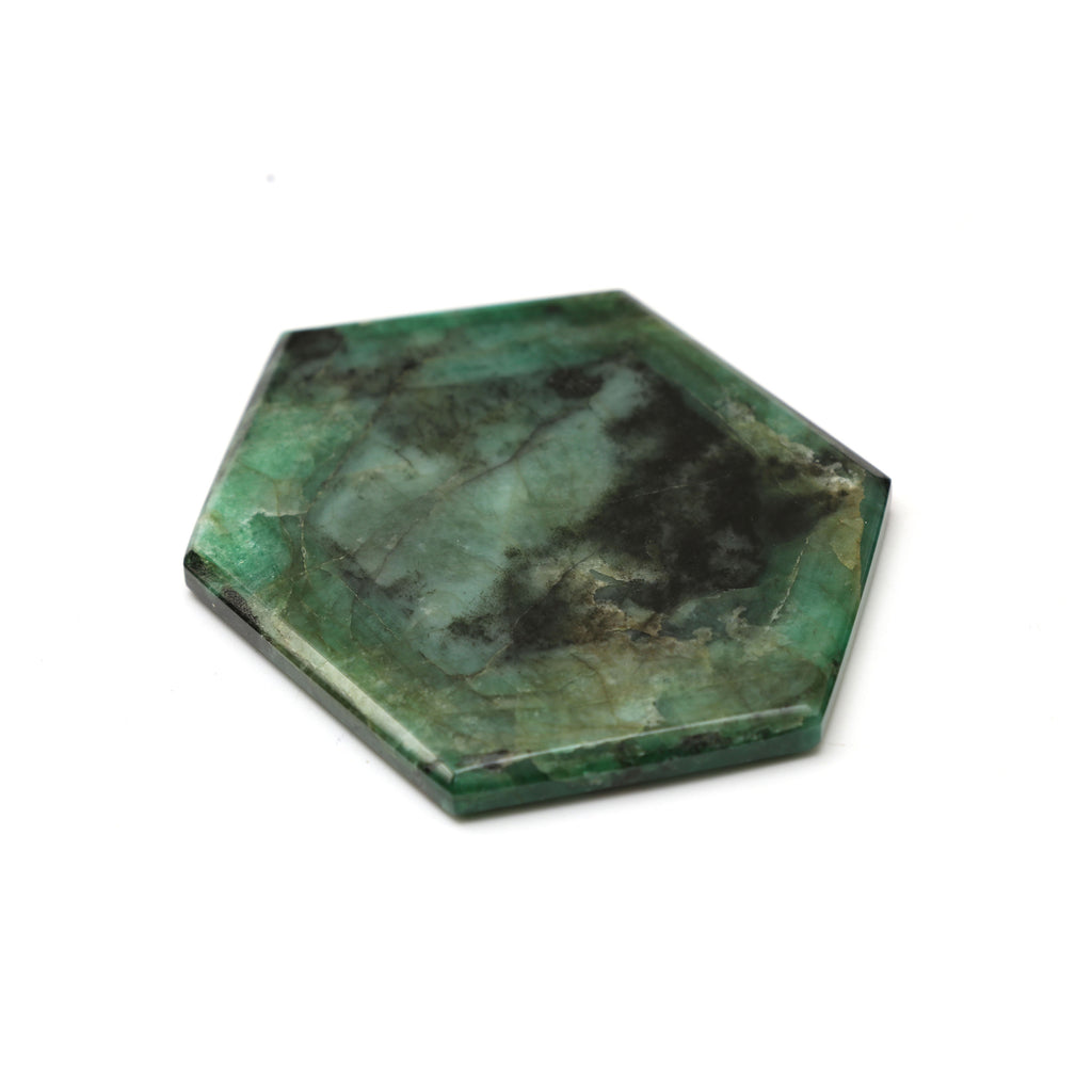 Natural Emerald Both Side Flat Hexagon, Loose Gemstone, 57x75mm, Emerald Smooth Gemstone, Price Per Pieces - National Facets, Gemstone Manufacturer, Natural Gemstones, Gemstone Beads