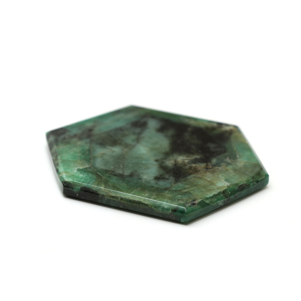 Natural Emerald Both Side Flat Hexagon, Loose Gemstone, 57x75mm, Emerald Smooth Gemstone, Price Per Pieces - National Facets, Gemstone Manufacturer, Natural Gemstones, Gemstone Beads