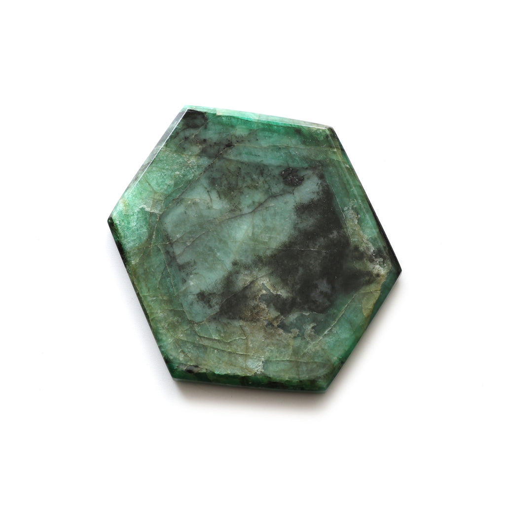 Natural Emerald Both Side Flat Hexagon, Loose Gemstone, 57x75mm, Emerald Smooth Gemstone, Price Per Pieces - National Facets, Gemstone Manufacturer, Natural Gemstones, Gemstone Beads