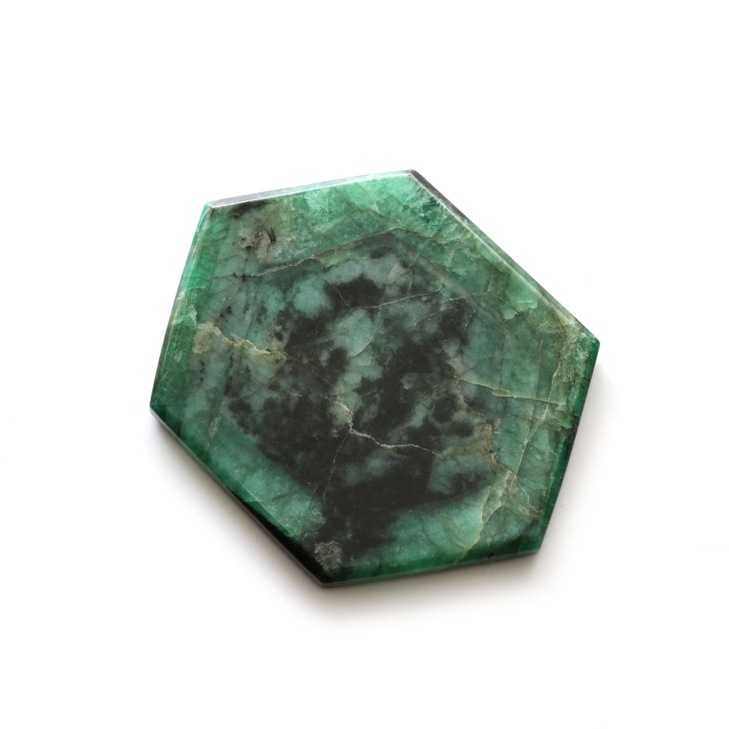 Natural Emerald Both Side Flat Hexagon, Loose Gemstone, 57x75mm, Emerald Smooth Gemstone, Price Per Pieces - National Facets, Gemstone Manufacturer, Natural Gemstones, Gemstone Beads