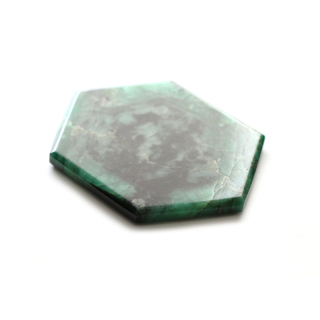 Natural Emerald Both Side Flat Hexagon, Loose Gemstone, 57x75mm, Emerald Smooth Gemstone, Price Per Pieces - National Facets, Gemstone Manufacturer, Natural Gemstones, Gemstone Beads