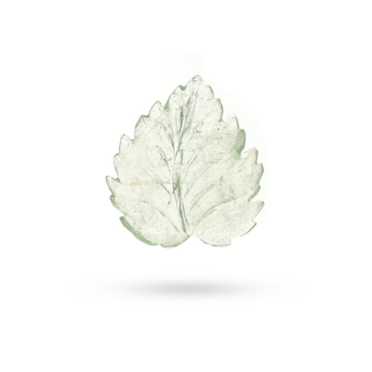Natural Green Aquamarine Leaf Carving Loose Gemstone - 33x35 mm - Aquamarine Jewelry Making Gemstone, 1 Piece