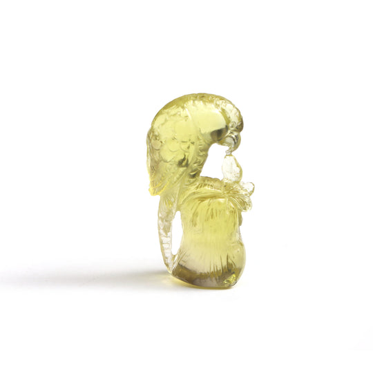 Lemon Quartz Parrot Carving Loose Gemstone, 14.5x28.5 mm, Lemon Quartz Jewelry Making Gemstone, 1 Piece
