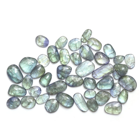 Bi - Color Tanzanite Faceted Organic Loose Gemstone, 6x8 mm to 9x13 mm, Tanzanite Jewelry Making Beads, Set of 43 Pieces