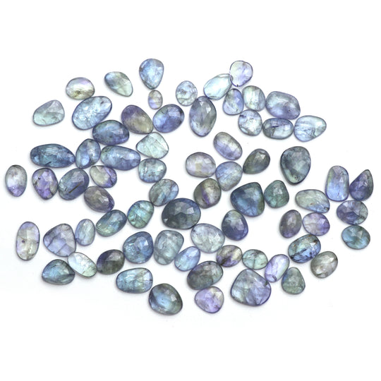 Bi - Color Tanzanite Faceted Organic Loose Gemstone, 4.5x6 mm to 8.5x13.5 mm, Tanzanite Jewelry Making Gemstone, Set of 71 Pieces