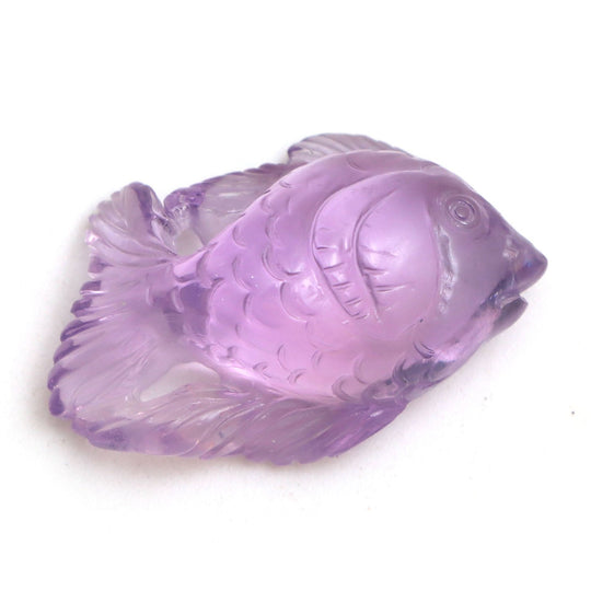Lavender Quartz Fish Carving Loose Gemstone, 15x23 mm, Lavender Quartz Jewelry Making Gemstone, 1 Piece