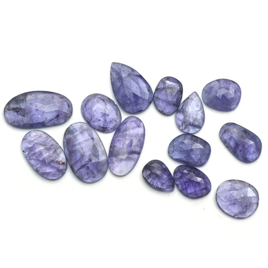 Bi - Color Tanzanite Faceted Organic Loose Gemstone, 9x13 mm to 12x23 mm, Tanzanite Jewelry Making Beads, Set of 14 Pieces