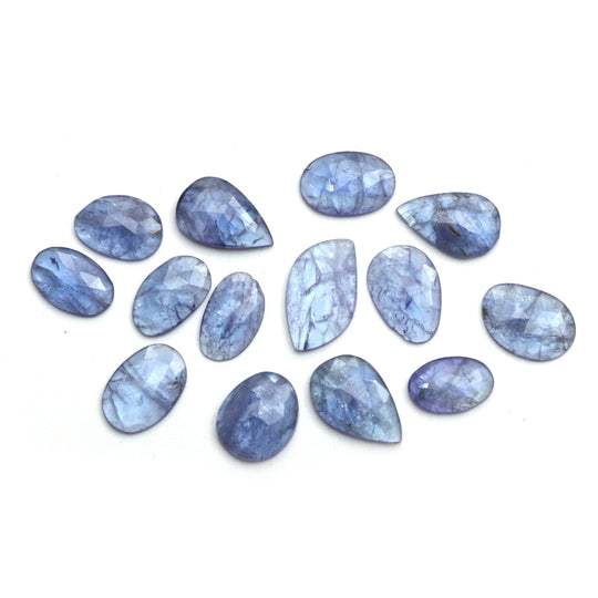 Bi - Color Tanzanite Faceted Organic Loose Gemstone, 9x14 mm to 12x19.5 mm, Tanzanite Jewelry Making Beads, Set of 14 Pieces