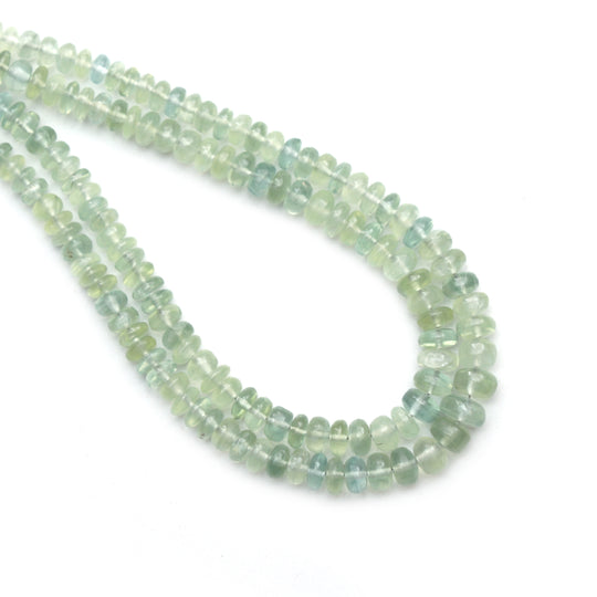 プレナイト スムース ロンデル ビーズ、3.5 mm ～ 6 mm、プレナイト ジュエリー メイキング ビーズ、18 インチ フル ストランド、1 ストランドあたりの価格