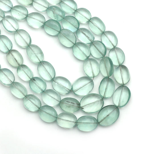 Green Fluorite Smooth Tumble Beads, 5.5x6.5 to 10x13.5 mm, Fluorite Jewelry Making Beads, 18 Inches Strand, Price Per Strand