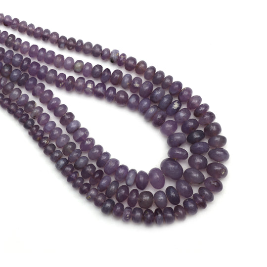パープルカルセドニースムースロンデルビーズ、3 mm～9 mm、カルシージュエリーメイキングビーズ、18インチストランド、1ストランドあたりの価格