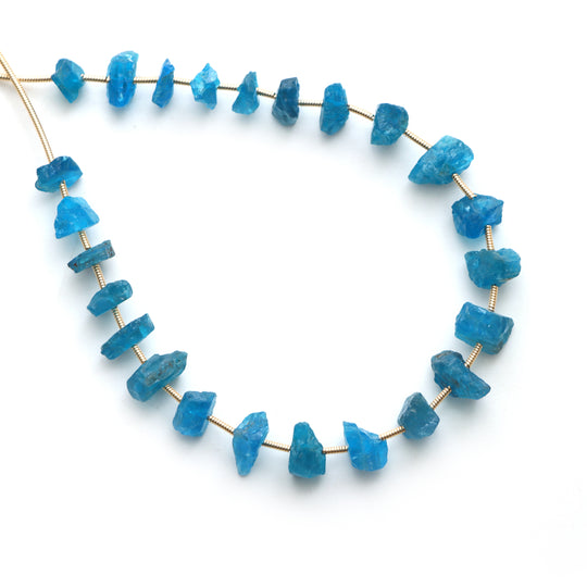 Neon Apatite Organic Rough Beads, 7x7.5 mm to 9x13 mm, Neon Apatite Jewelry Making Beads, 8 Inches Full Strand, Price Per Strand