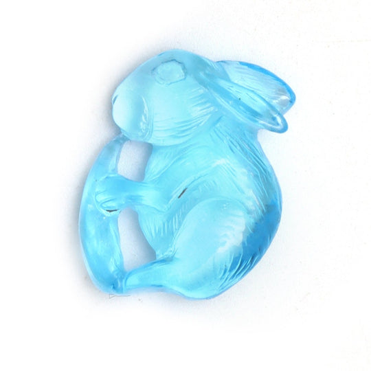 スイスブルートパーズ ラビット彫刻ルースジェムストーン、16x20 mm、ブルートパーズジュエリーメイキングジェムストーン、1個