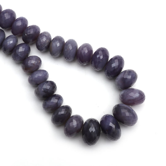 パープルカルセドニーファセットロンデルビーズ、13.5 mm ～ 20 mm、カルセドニージュエリーメイキングビーズ、17 インチフルストランド、1 ストランドあたりの価格