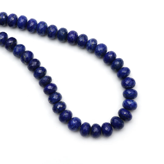 Natural Lapis Faceted Rondelle Beads, 7.5 mm to 9.5 mm, Lapis Jewelry Handmade , 19 Inches Full Strand, Price Per Strand