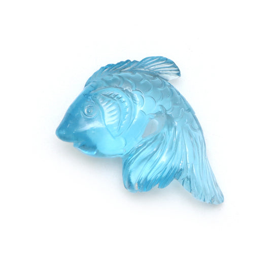 スイスブルートパーズ 魚の彫刻用ルース宝石、19.5x26 mm、ブルートパーズ ジュエリー製作用宝石、1 個