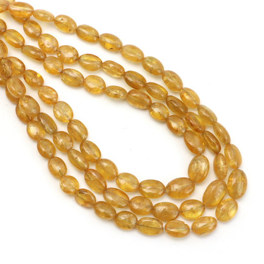 Yellow Sapphire Smooth Oval Beads, 4x5 mm To 6x8 mm, Sapphire Jewelry Making Beads, 18 Inches Full Strand, Price Per Strand