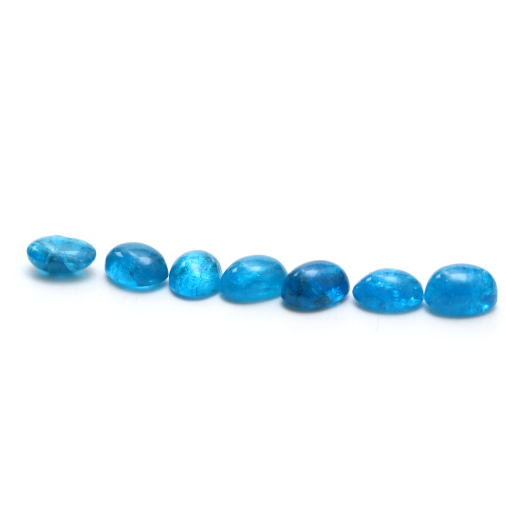 Natural Neon Apatite Smooth Oval Loose Gemstone, 6x8 mm, Neon Apatite Jewelry Handmade Gift for Women, Set of 7 Pieces - National Facets, Gemstone Manufacturer, Natural Gemstones, Gemstone Beads, Gemstone Carvings