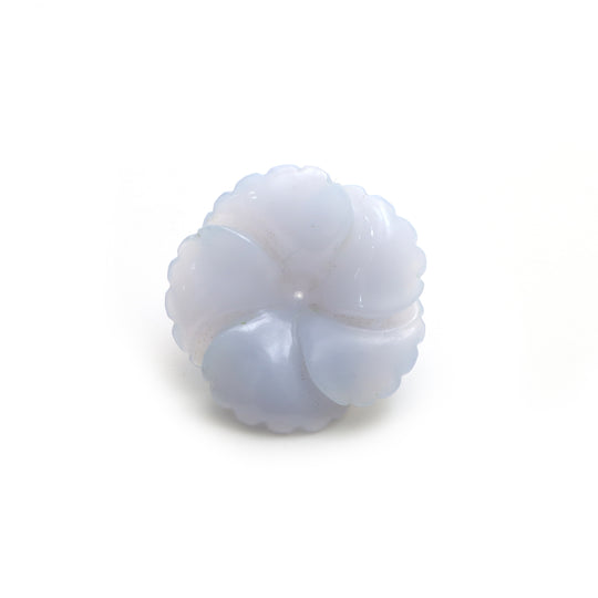 Natural Blue Chalcedony Flower Carving Loose Gemstone, 30x30 mm, Blue Chalcedony Jewelry Making Gemstone, 1 Piece