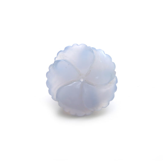 Natural Blue Chalcedony Flower Carving Loose Gemstone, 28x28 mm, Blue Chalcedony Jewelry Making Gemstone, 1 Piece