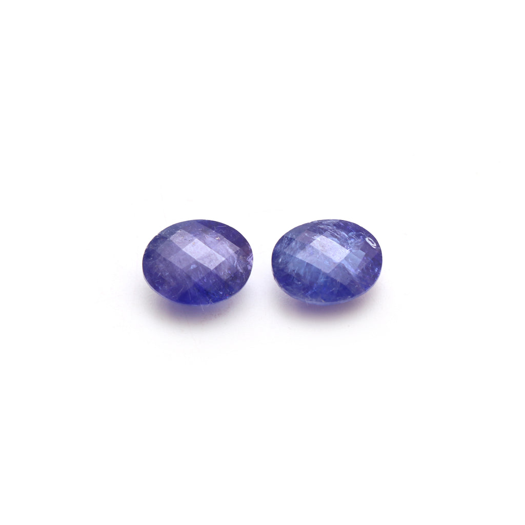 Natural Tanzanite Checker Cut Oval Loose Gemstone, 9x11mm, Tanzanite Faceted Oval Gemstone, Tanzanite Jewelry Making, Pair (2 Pieces ) - National Facets, Gemstone Manufacturer, Natural Gemstones, Gemstone Beads, Gemstone Carvings