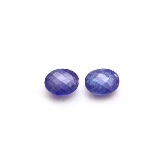 Natural Tanzanite Checker Cut Oval Loose Gemstone, 9x11mm, Tanzanite Faceted Oval Gemstone, Tanzanite Jewelry Making, Pair (2 Pieces )