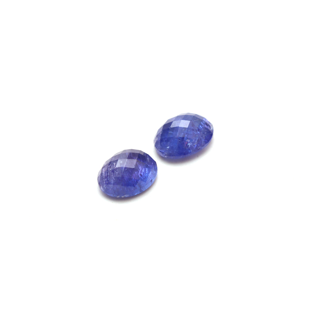 Natural Tanzanite Checker Cut Oval Loose Gemstone, 9x11mm, Tanzanite Faceted Oval Gemstone, Tanzanite Jewelry Making, Pair (2 Pieces ) - National Facets, Gemstone Manufacturer, Natural Gemstones, Gemstone Beads, Gemstone Carvings