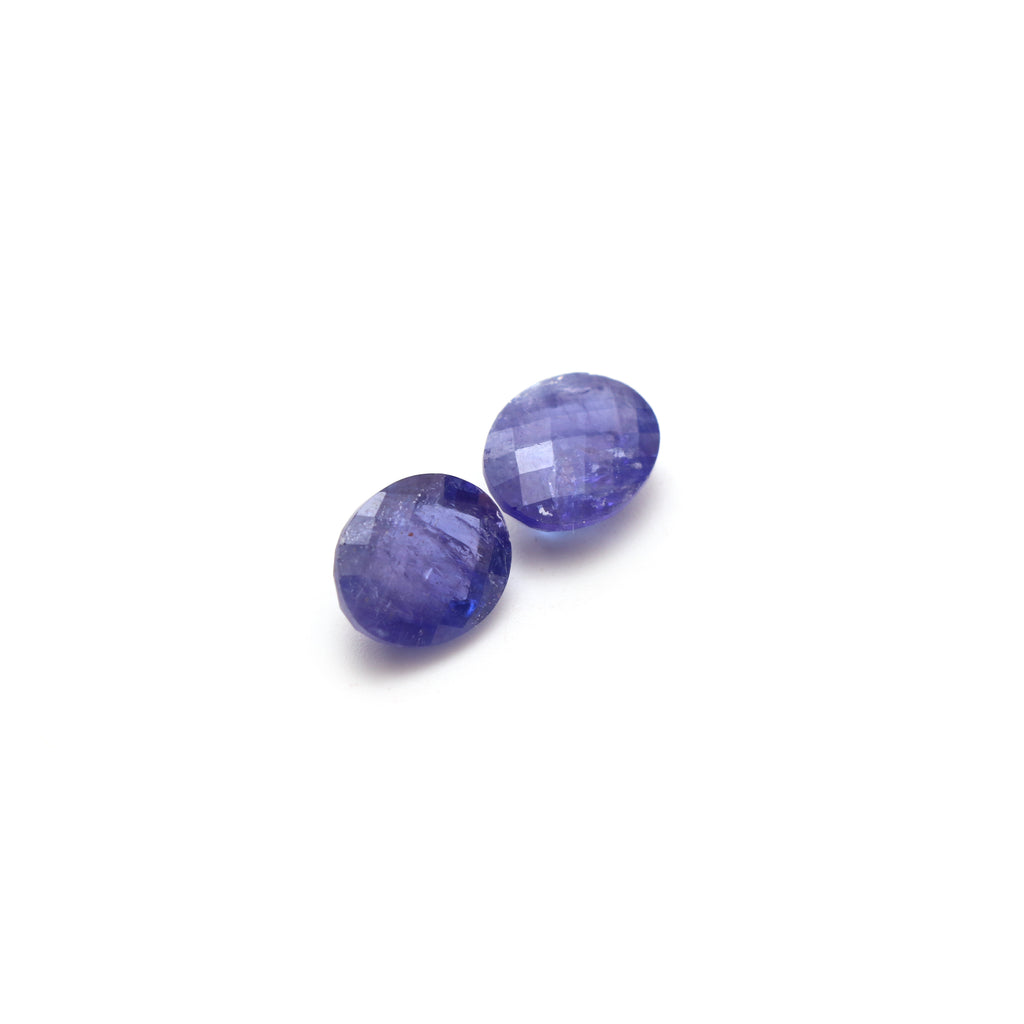 Natural Tanzanite Checker Cut Oval Loose Gemstone, 9x11mm, Tanzanite Faceted Oval Gemstone, Tanzanite Jewelry Making, Pair (2 Pieces ) - National Facets, Gemstone Manufacturer, Natural Gemstones, Gemstone Beads, Gemstone Carvings