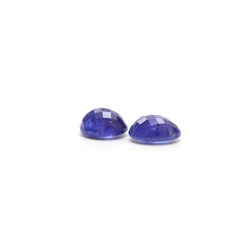 Natural Tanzanite Checker Cut Oval Loose Gemstone, 9x11mm, Tanzanite Faceted Oval Gemstone, Tanzanite Jewelry Making, Pair (2 Pieces ) - National Facets, Gemstone Manufacturer, Natural Gemstones, Gemstone Beads, Gemstone Carvings