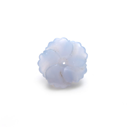 Natural Blue Chalcedony Flower Carving Loose Gemstone, 23x24 mm, Blue Chalcedony Jewelry Making Gemstone, 1 Piece