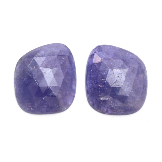 Natural Tanzanite Faceted Organic Cut Loose Gemstone, 23x27 mm, Cabochon Gemstone, Pair (2 Pieces)