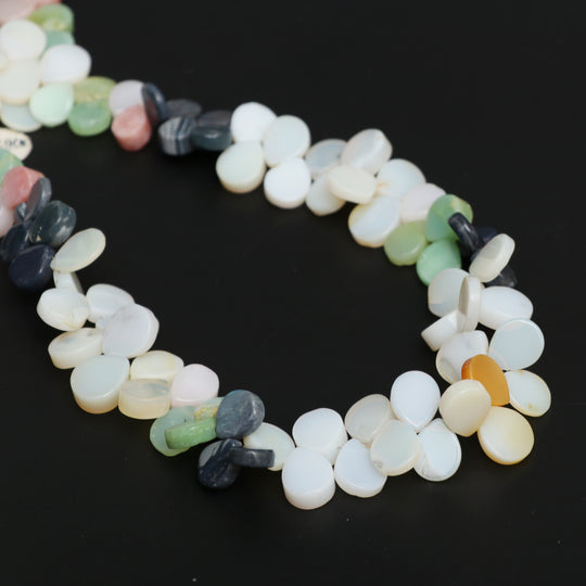 Natural Multi Opal Smooth Pear Both Side Flat Beads, 7x9mm To 9x12mm, Multi Opal Pear Jewelry Making Beads, 16 Inches , Price Per Strand
